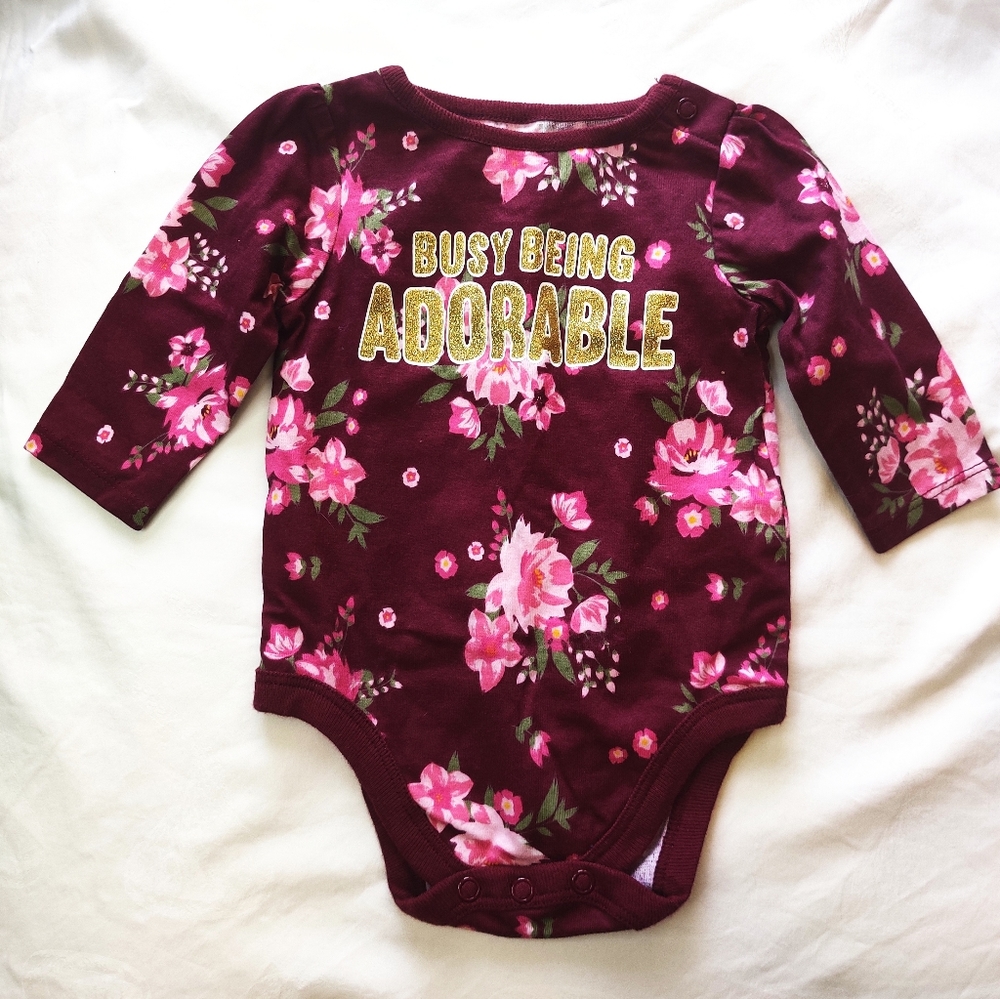 Garanimals Baby Girls Floral Print Long Sleeve Bodysuit 0-3M